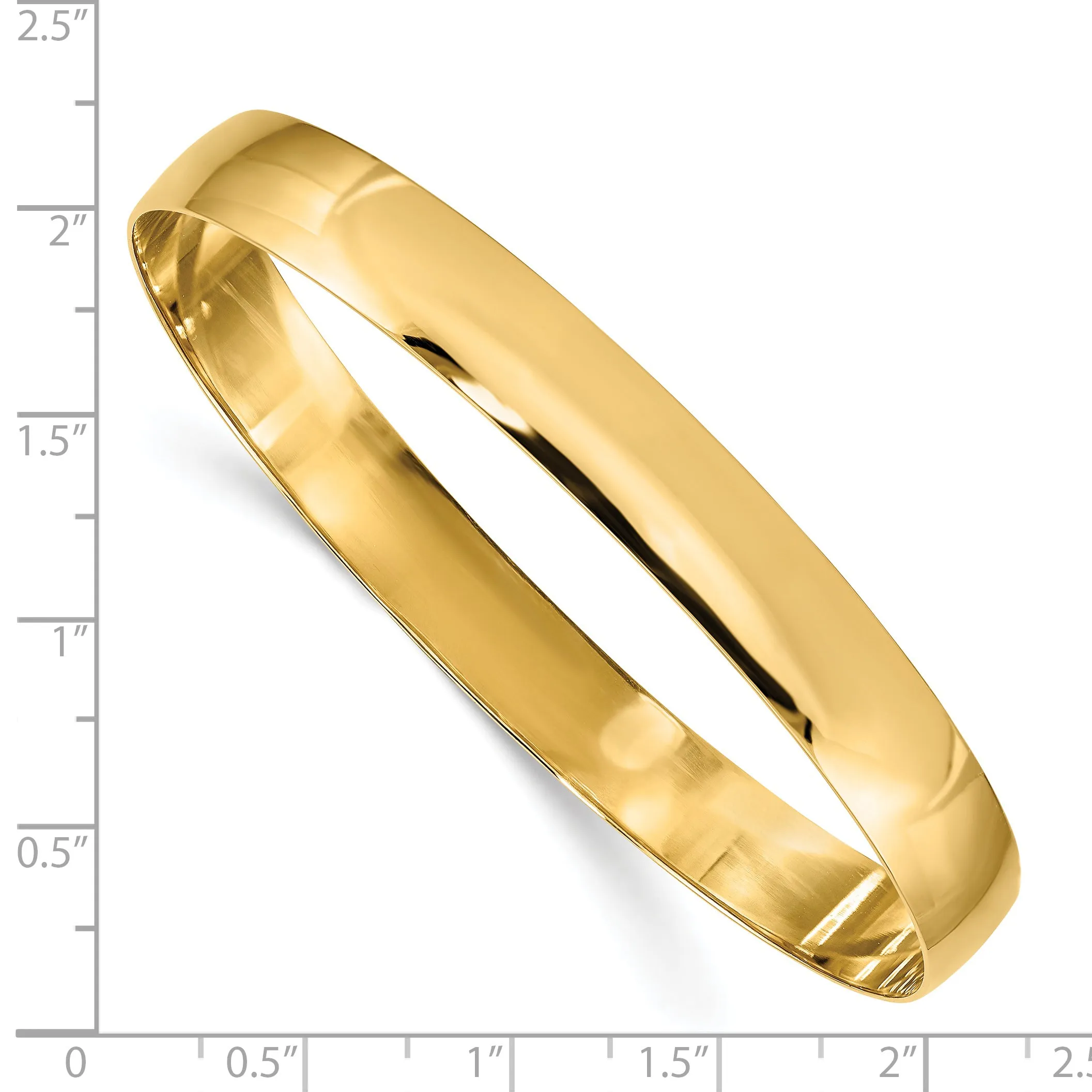 14K Gold Polished Half-Round Engravable Women's Bangle Bracelet