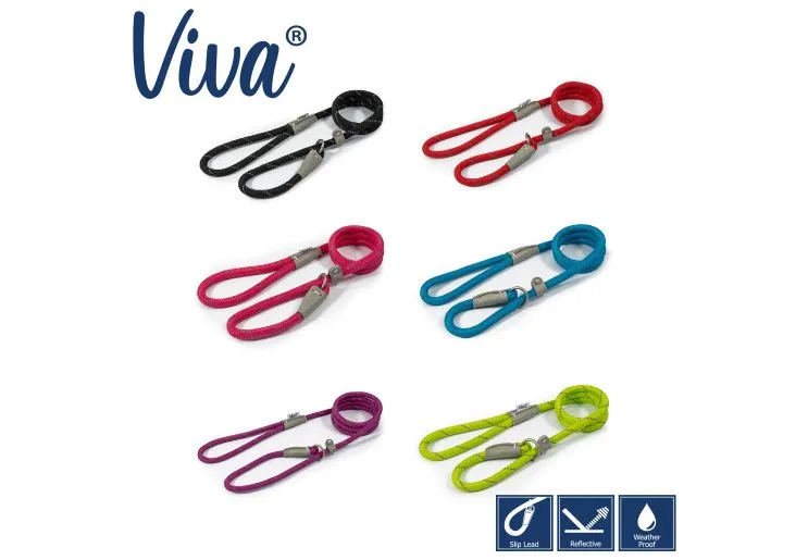 Ancol - Viva Nylon Reflective Rope Slip Lead - Lime - 120cm x 10mm (Max 30kg)