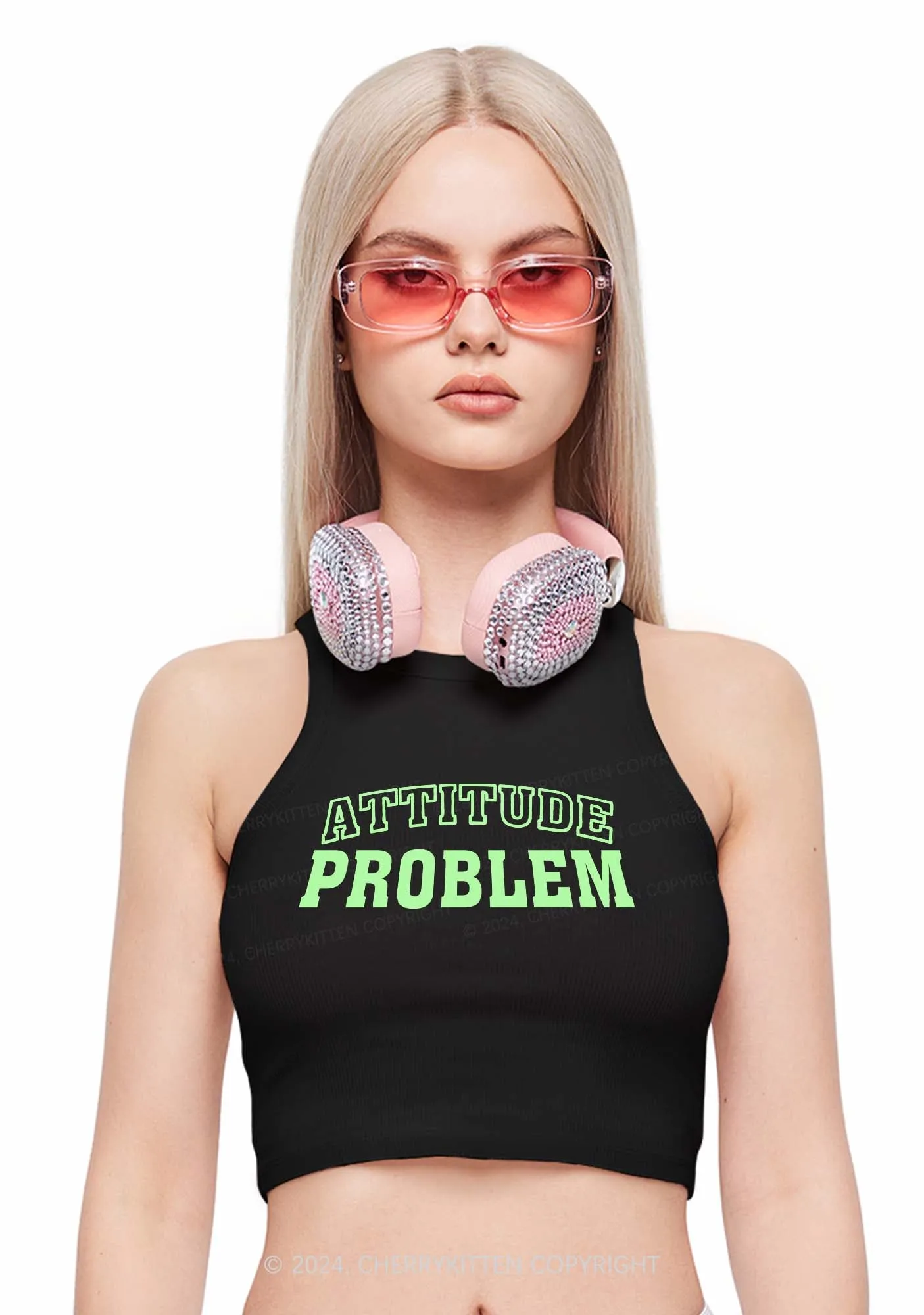 Attitude Problem Y2K Crop Tank Top Cherrykitten