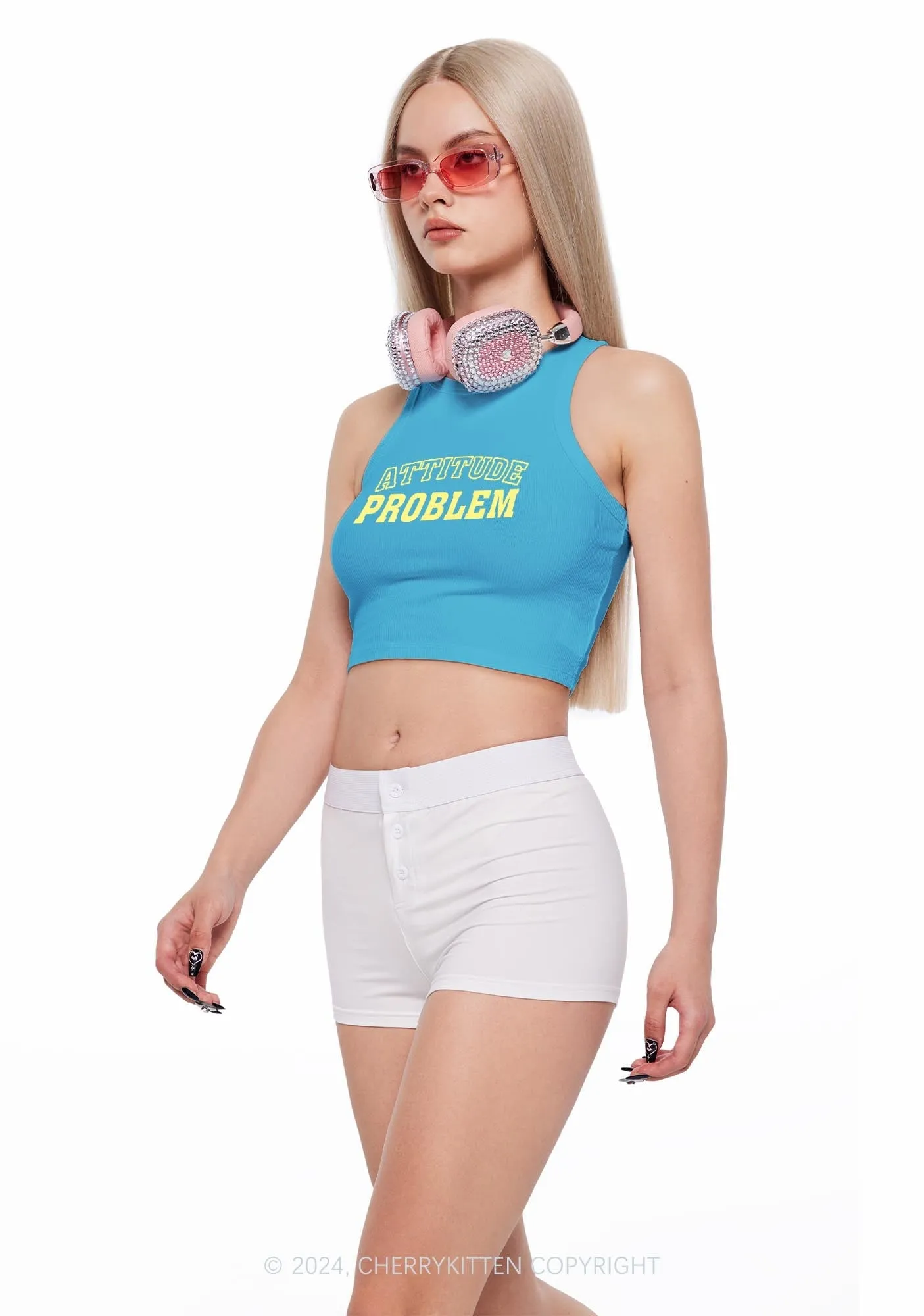 Attitude Problem Y2K Crop Tank Top Cherrykitten