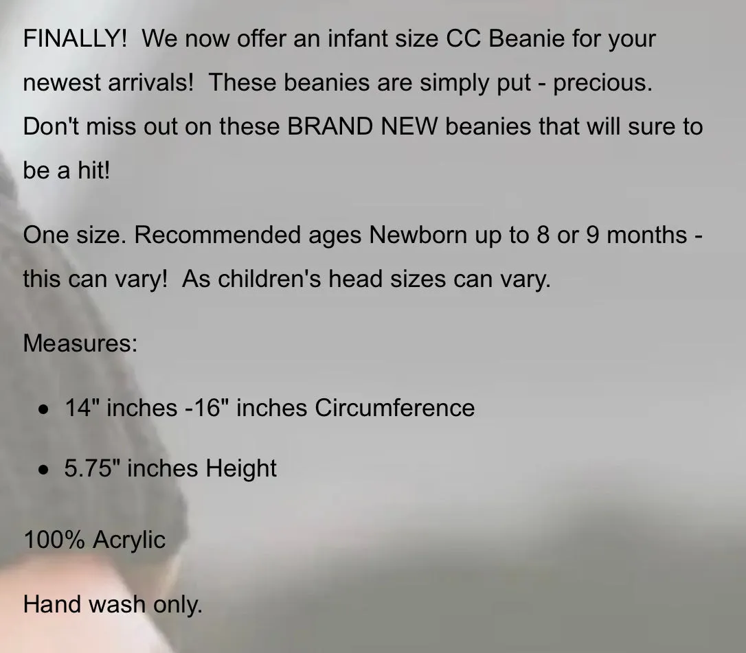 Authentic CC Baby Beanies and Double Pom Pom Beanies