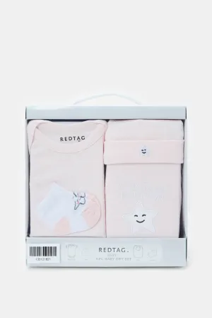 Baby Pink Printed Gift Set (4Piece)