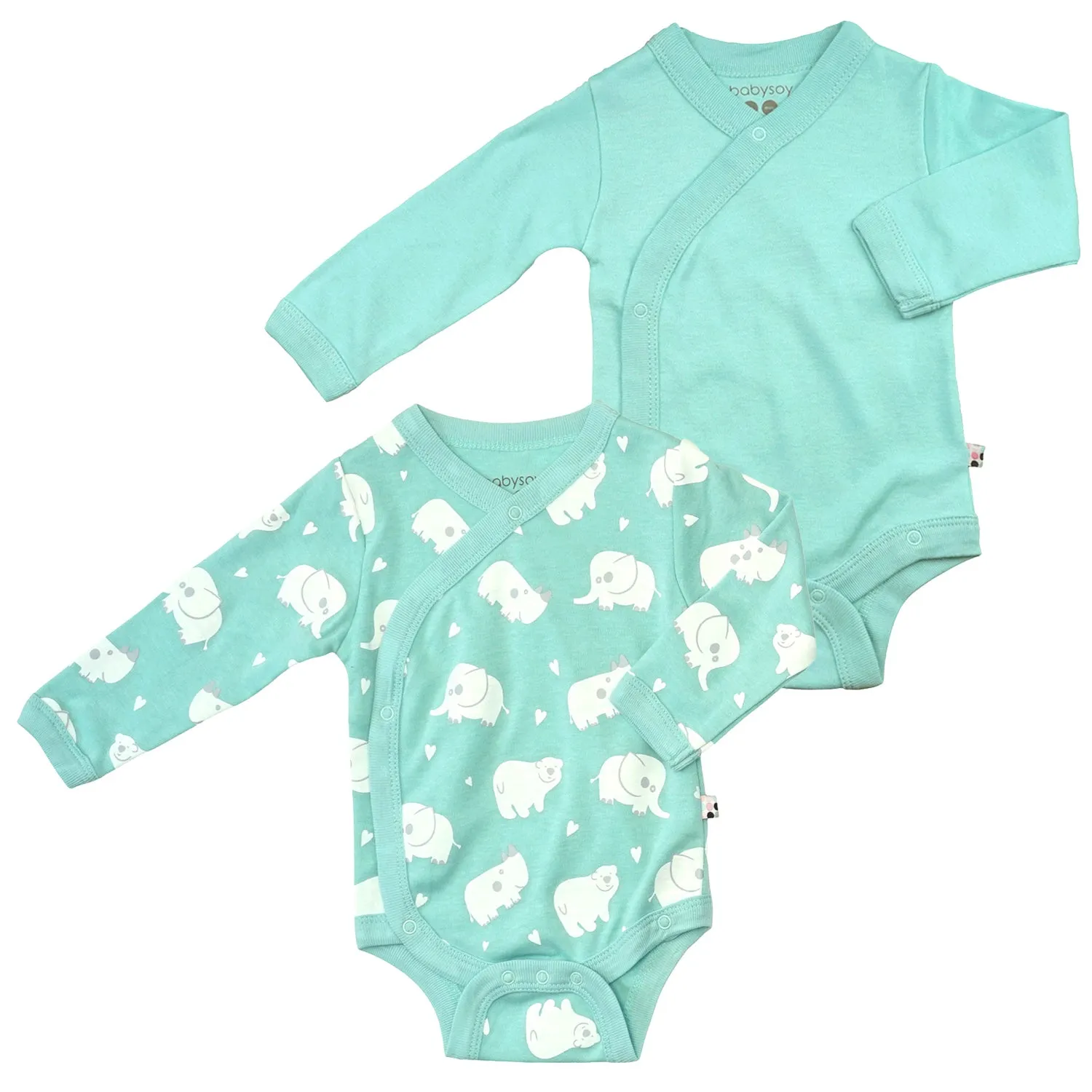 Babys Organic Long Sleeve Kimono Bodysuit/Onesie 2 Pack