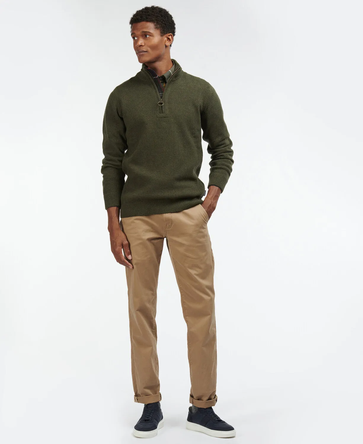 Barbour Holden Half Zip Jumper - Olive Green