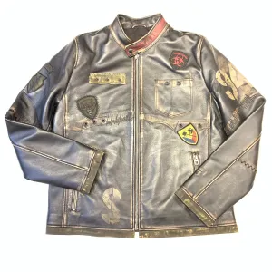 Barya NewYork War Zone Patched Lambskin Bomber Jacket