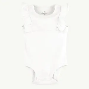 Basic Essential White Flutter Bodysuit