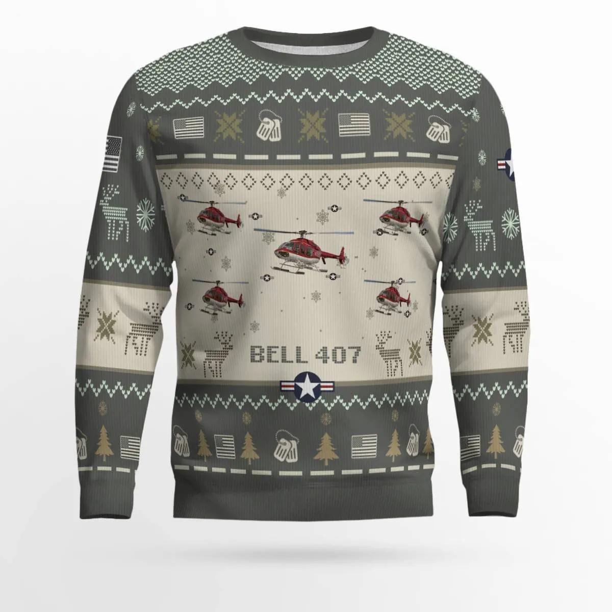 Bell 407 Aircraft Ugly Sweater, Ugly Sweater Christmas Shirt for Men Dad Veteran