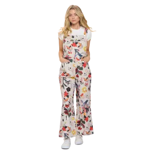 Bird Floral Print Overall