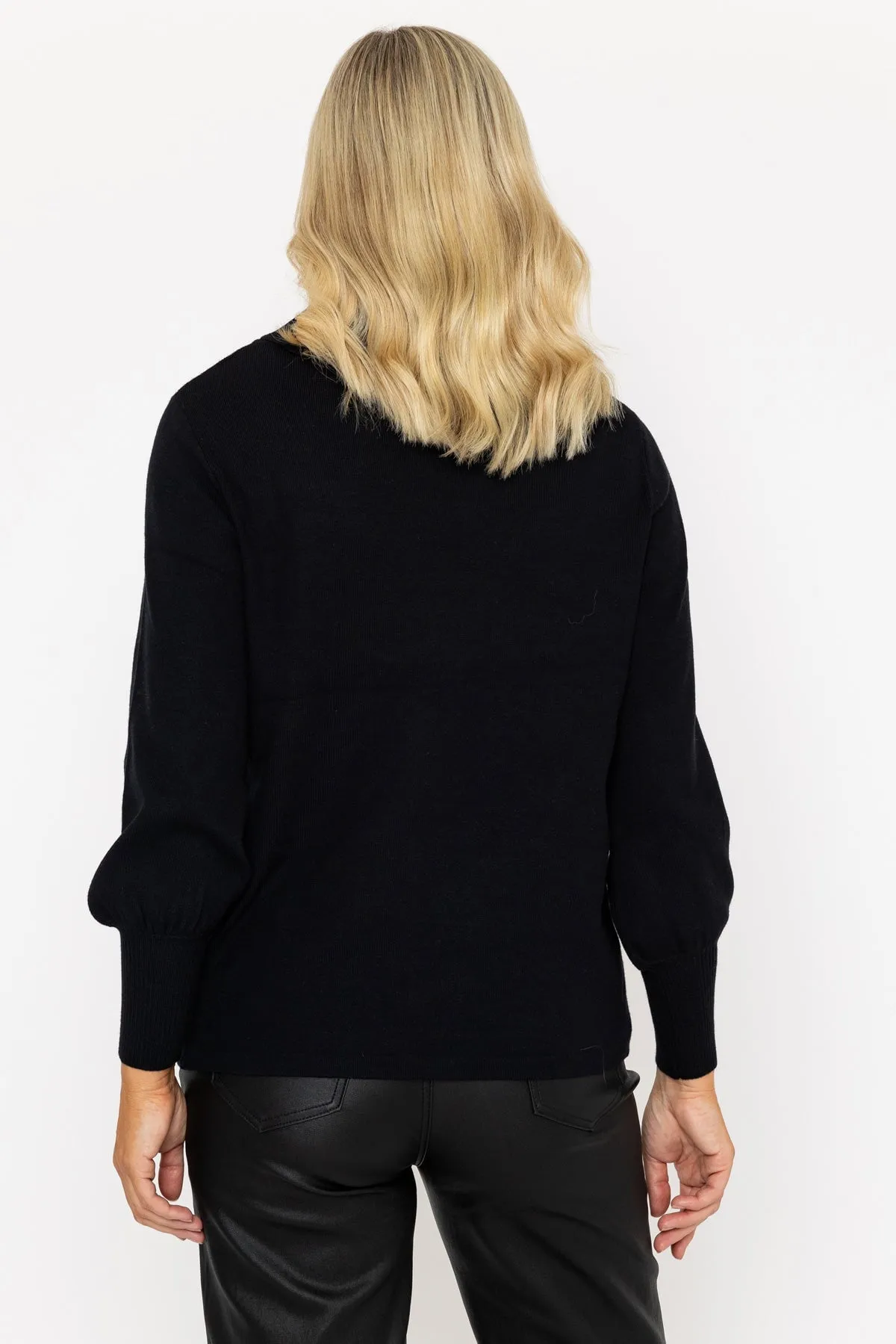 Black Animal Print Colour Block Knit Jumper