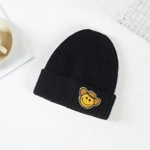 Black Cowboy Happy Face Patched Beanie