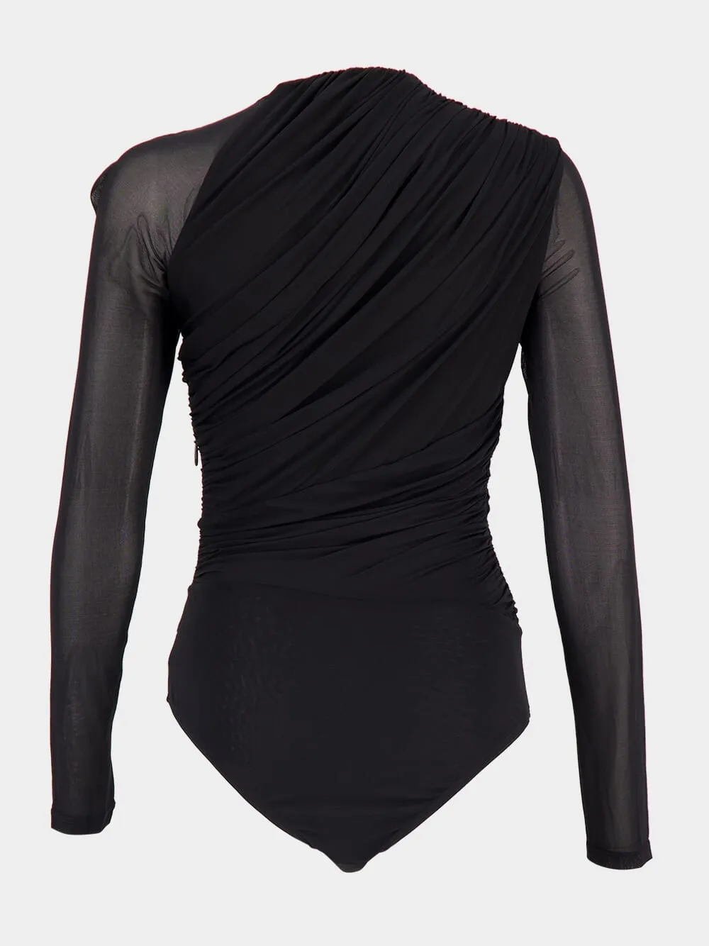Black Illustration Gathered Bodysuit