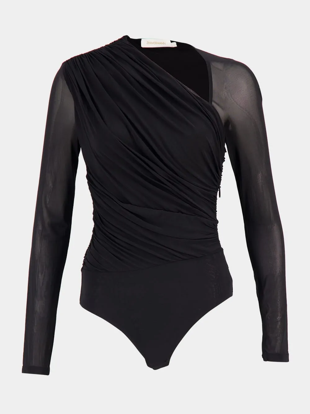 Black Illustration Gathered Bodysuit
