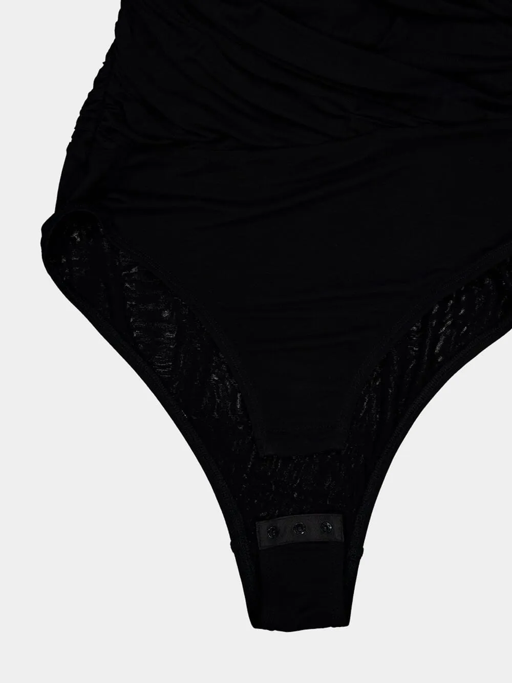 Black Illustration Gathered Bodysuit