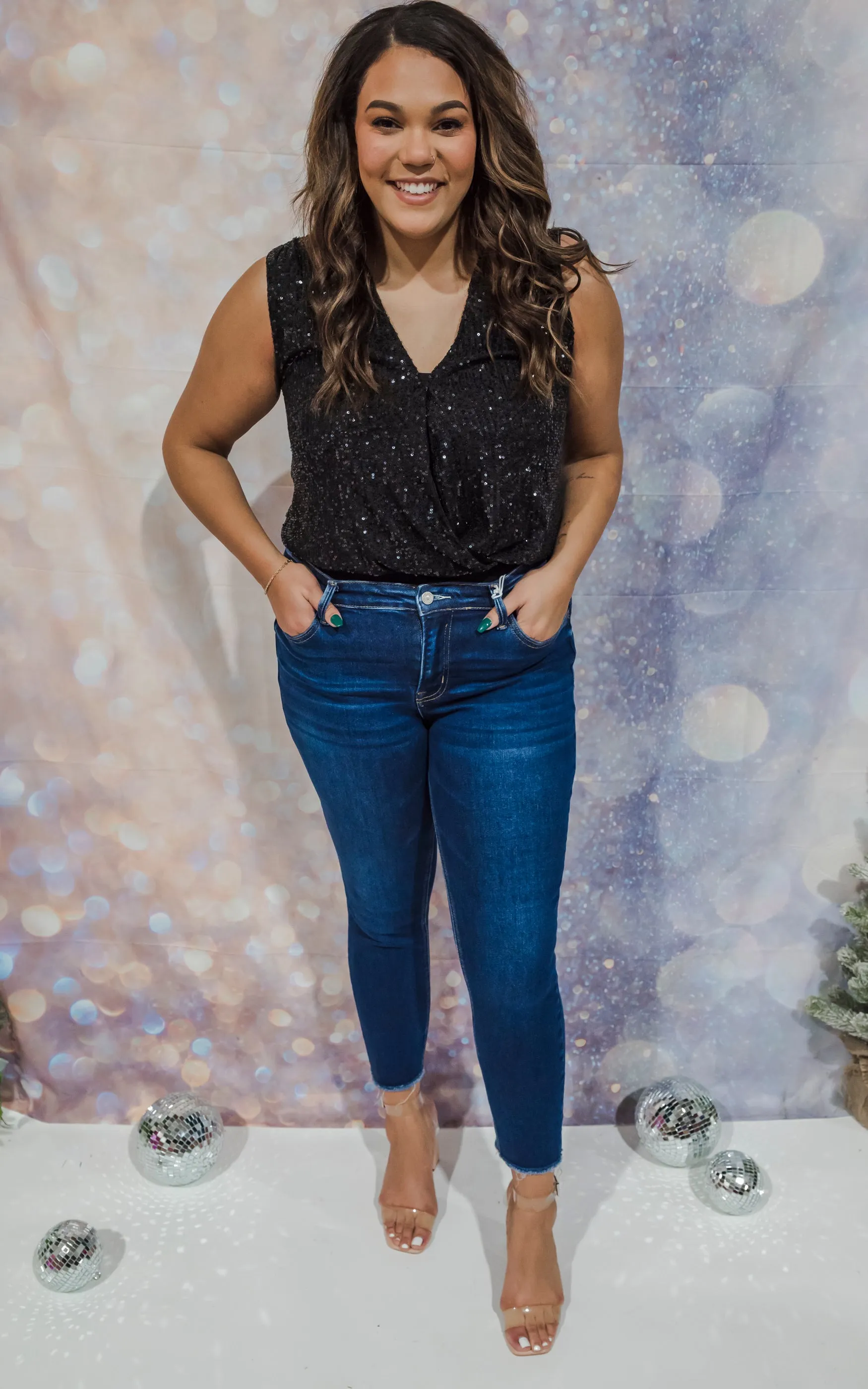 Black Sleeveless Sequin Bodysuit - Final Sale