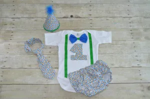 blue monkey cake smash outfit, monkey birthday outfit, First Birthday Outfit, 1st birthday outfit, party hat, tie, banner, bunting,
