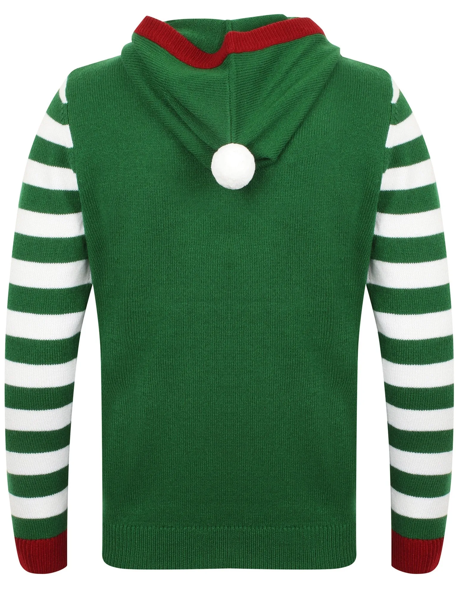 Boys Elf Hoody Novelty Christmas Jumper in Green - Season’s Greetings Kids (5-13yrs)
