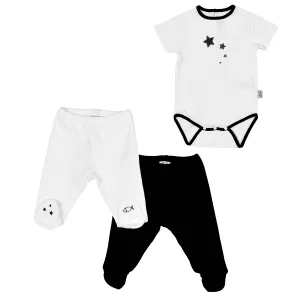Boys White & Black Organic Cotton Leggings Set (3)