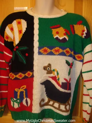 Cheesy 80s Christmas Sweater Padded Shoulders