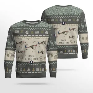 Cheetah AA-5 AA5_Aircraft Ugly Sweater, Ugly Sweater Christmas Shirt for Men Dad Veteran