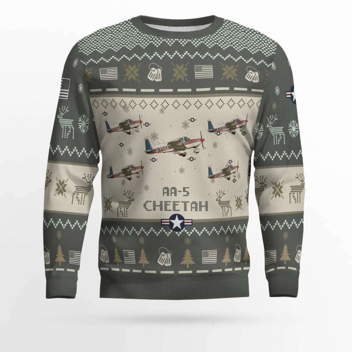 Cheetah AA-5 AA5_Aircraft Ugly Sweater, Ugly Sweater Christmas Shirt for Men Dad Veteran
