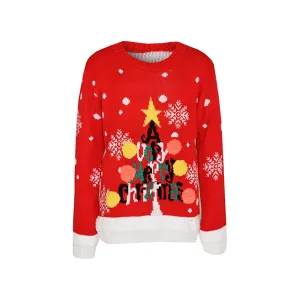 Children Knitted A Verry Merry Christmas Printed  Jumper