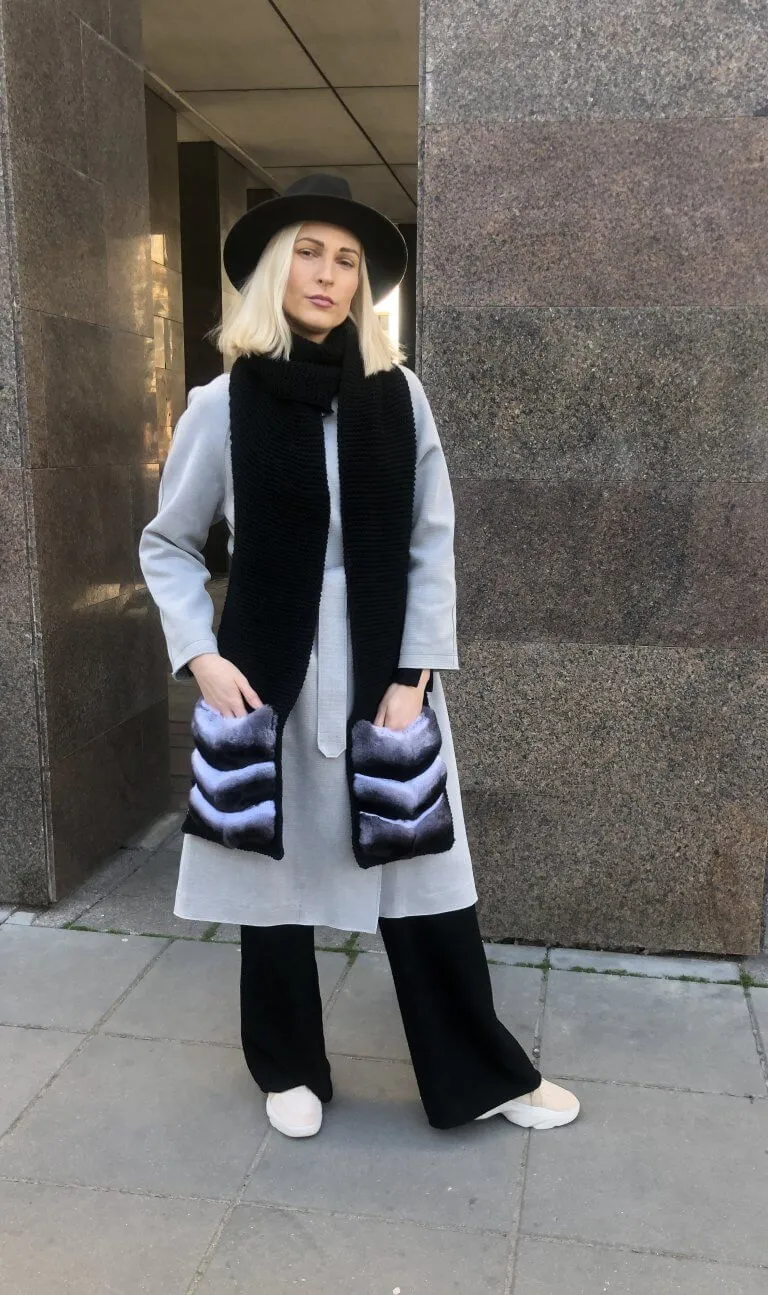 Chinchilla Fur Merino Wool Scarf