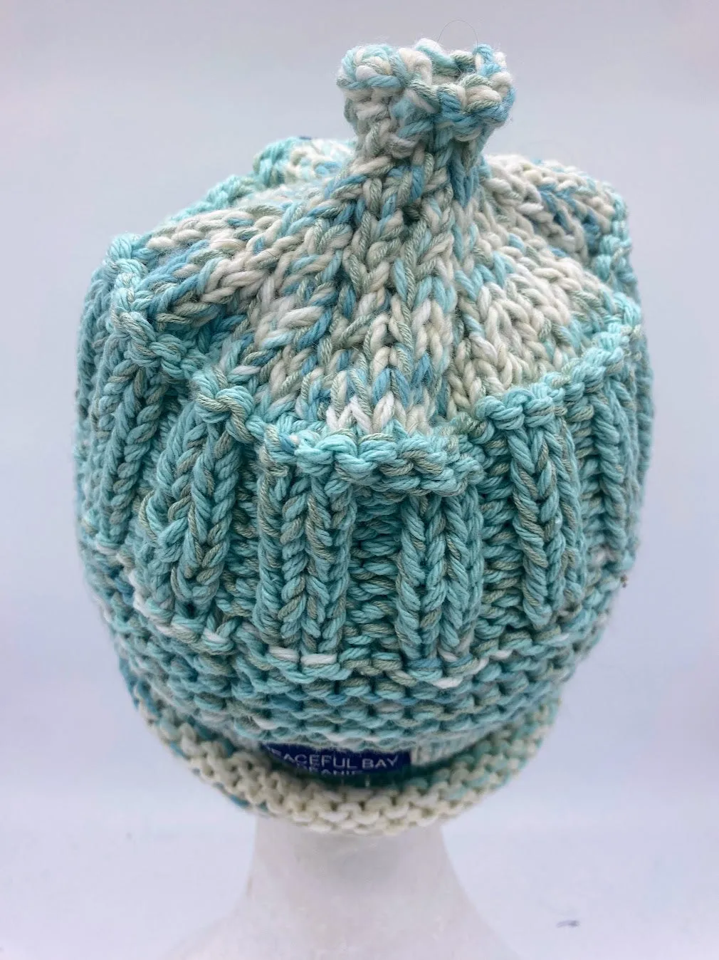 CHUNKY CLASSIC BEANIE -Teal/White- medium/small