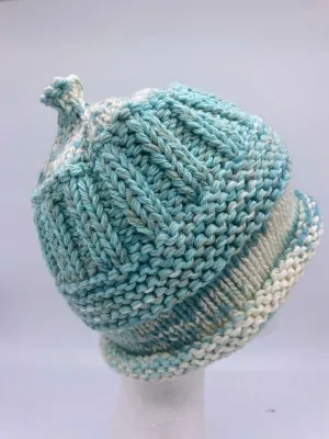 CHUNKY CLASSIC BEANIE -Teal/White- medium/small