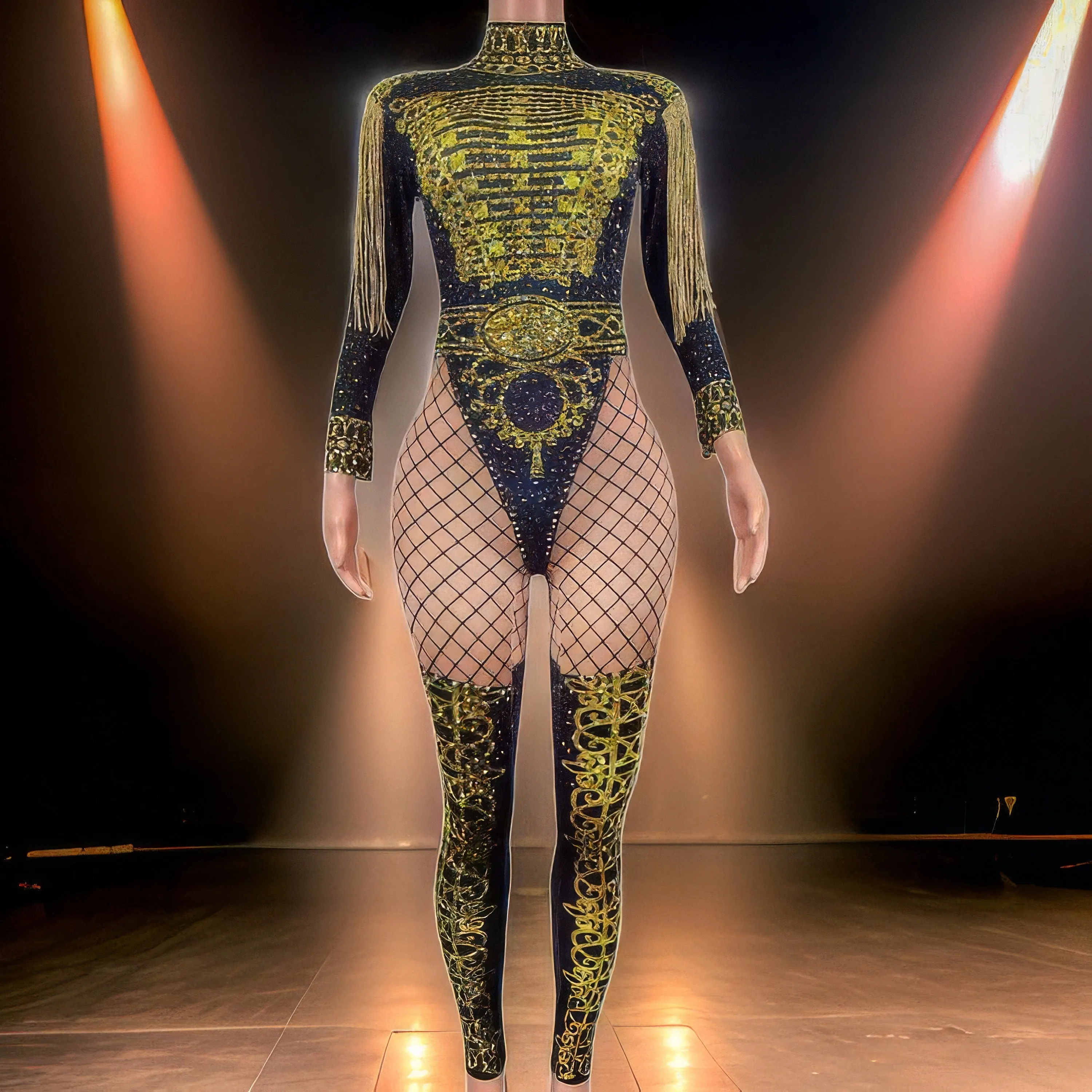 Commander Rhinestone Bodysuit w3056
