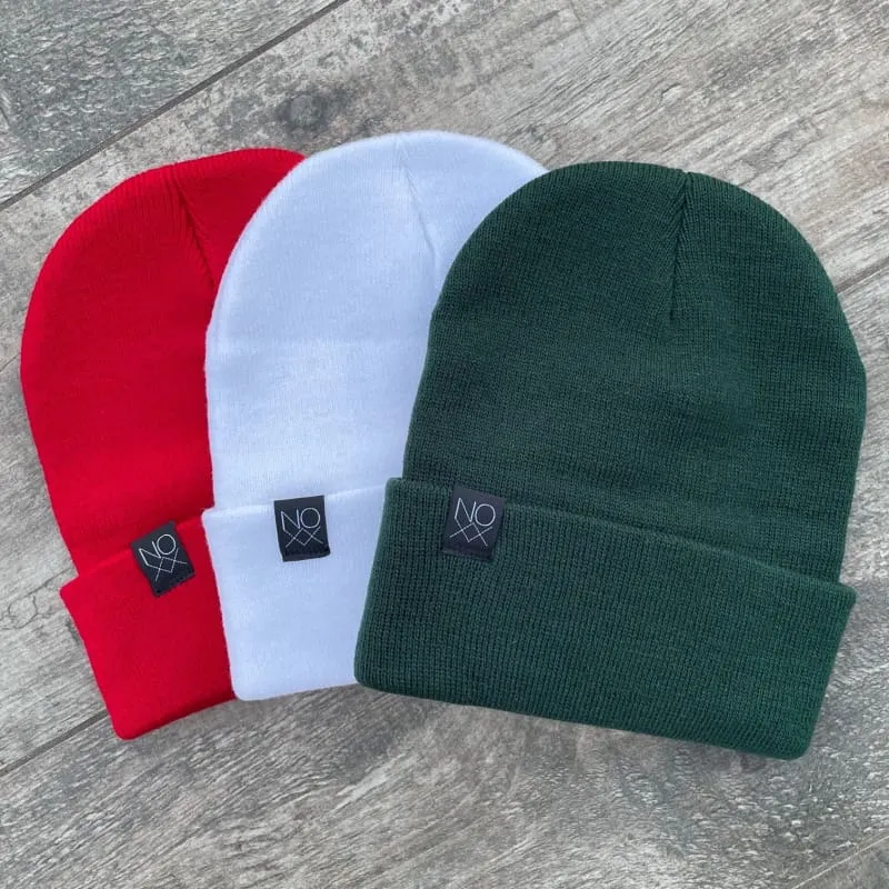 Cuff Knit Beanie: WHITE