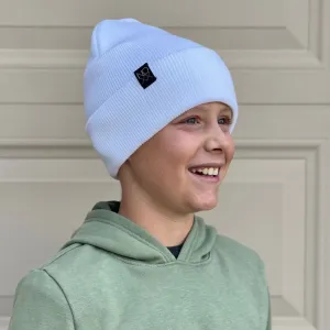 Cuff Knit Beanie: WHITE