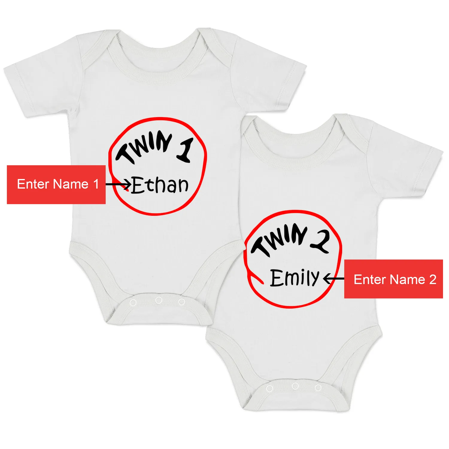 Endanzoo Matching Twins Organic Baby Bodysuits Set (Bodysuits & Stroller Toys)