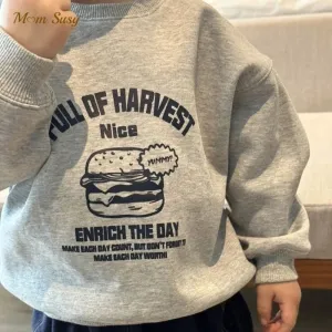 Fashionable Baby Letter Print Cotton Sweatshirt for Infant Toddler Boys and Girls