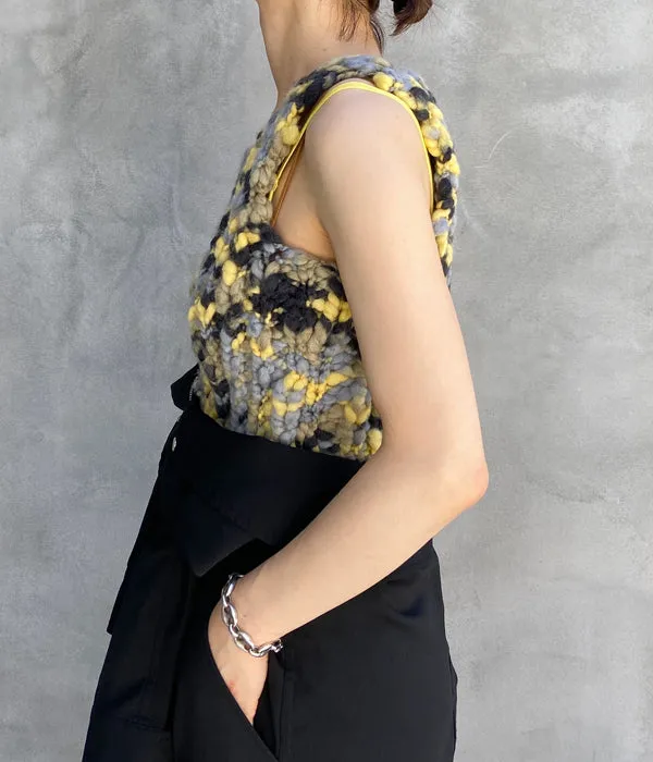 FUMIKA_UCHIDA/SPACE DYED HAND KNITTED VEST(GRY×BEIGE×YEL)