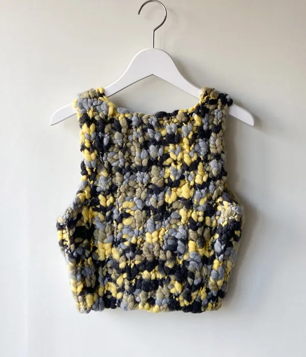 FUMIKA_UCHIDA/SPACE DYED HAND KNITTED VEST(GRY×BEIGE×YEL)
