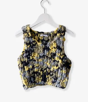 FUMIKA_UCHIDA/SPACE DYED HAND KNITTED VEST(GRY×BEIGE×YEL)