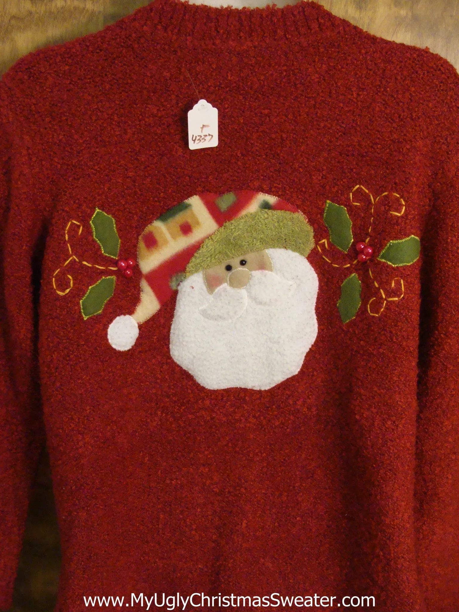 Funny Red Christmas Sweater with Santa and Snowman