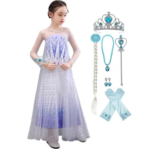 Girls Princess Dress Frozen Costume Elsa Dresses for Christmas with Accessories