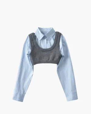 Giustina – Knitted vest – Cropped shirt & vest set
