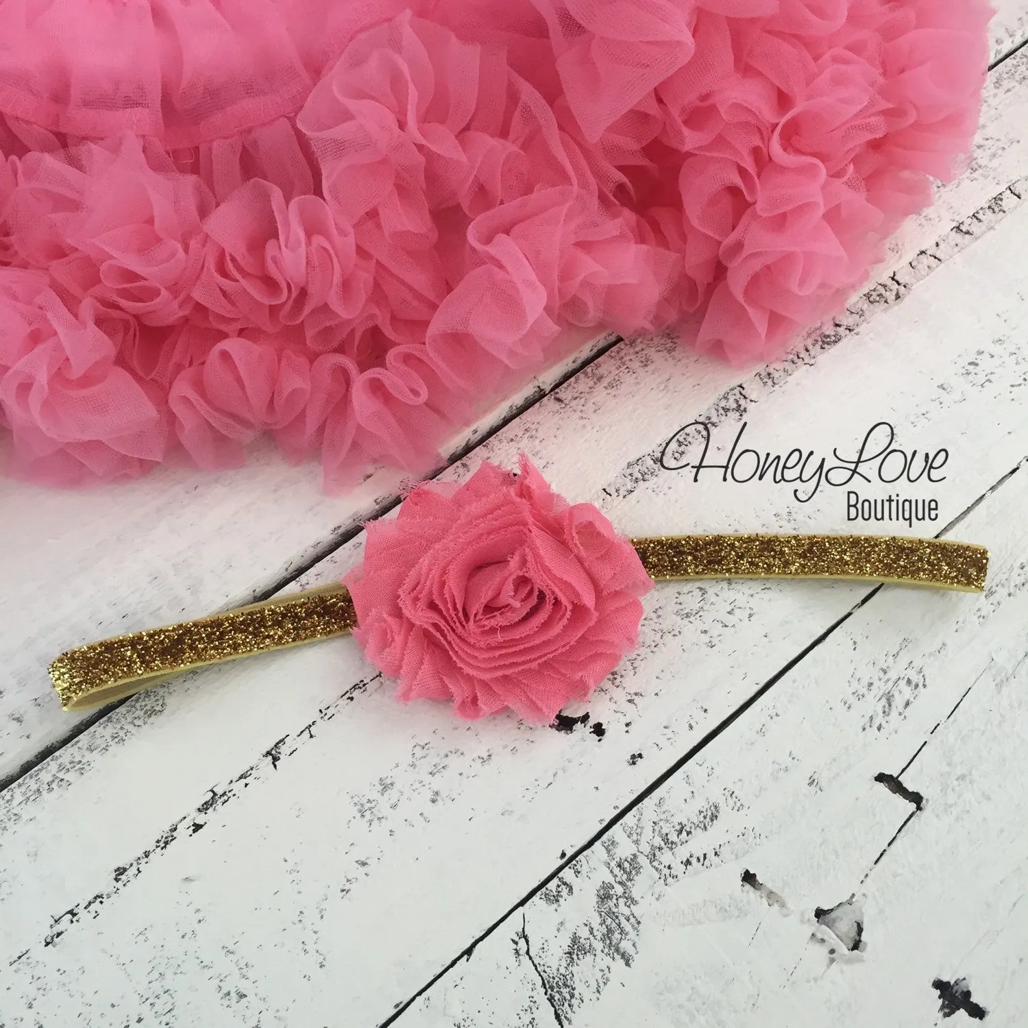 Half Birthday Outfit - Gold Glitter and Coral Pink Pettiskirt