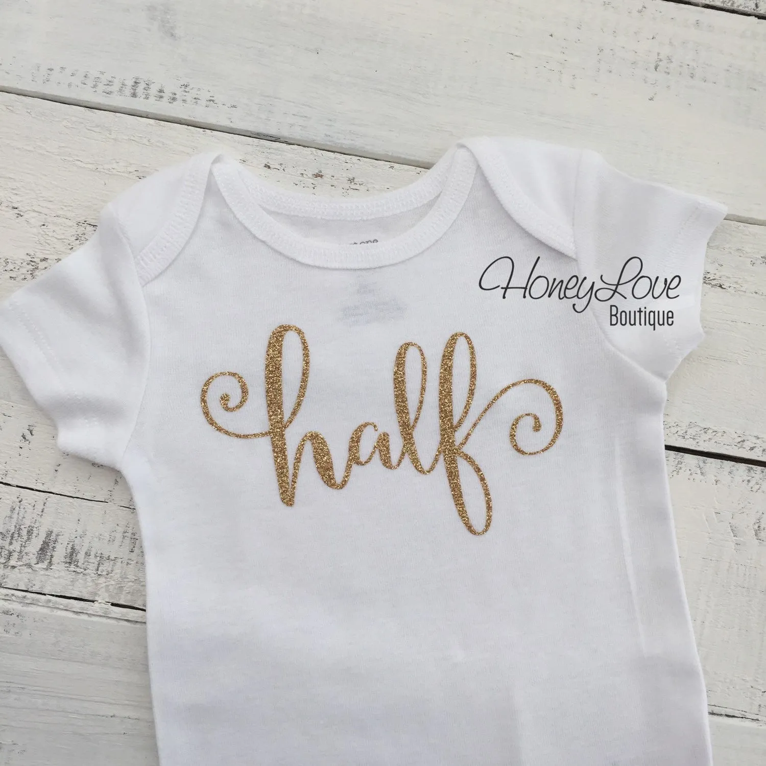 Half Birthday Outfit - Gold Glitter and Coral Pink Pettiskirt