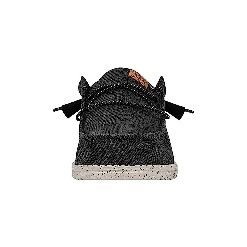 Hey Dude Men's Wally Washed Canvas Black Size 10 | Men's Shoes | Men's Slip-on Loafers | Comfortable & Light-Weight