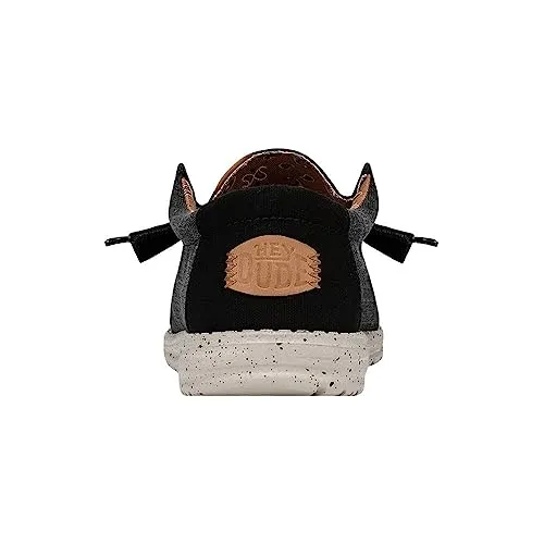 Hey Dude Men's Wally Washed Canvas Black Size 10 | Men's Shoes | Men's Slip-on Loafers | Comfortable & Light-Weight