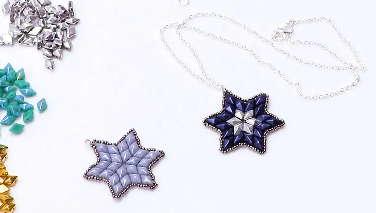 How to Bead Weave a Star Using Czech Glass 2-Hole DiamonDuos and Seed Beads