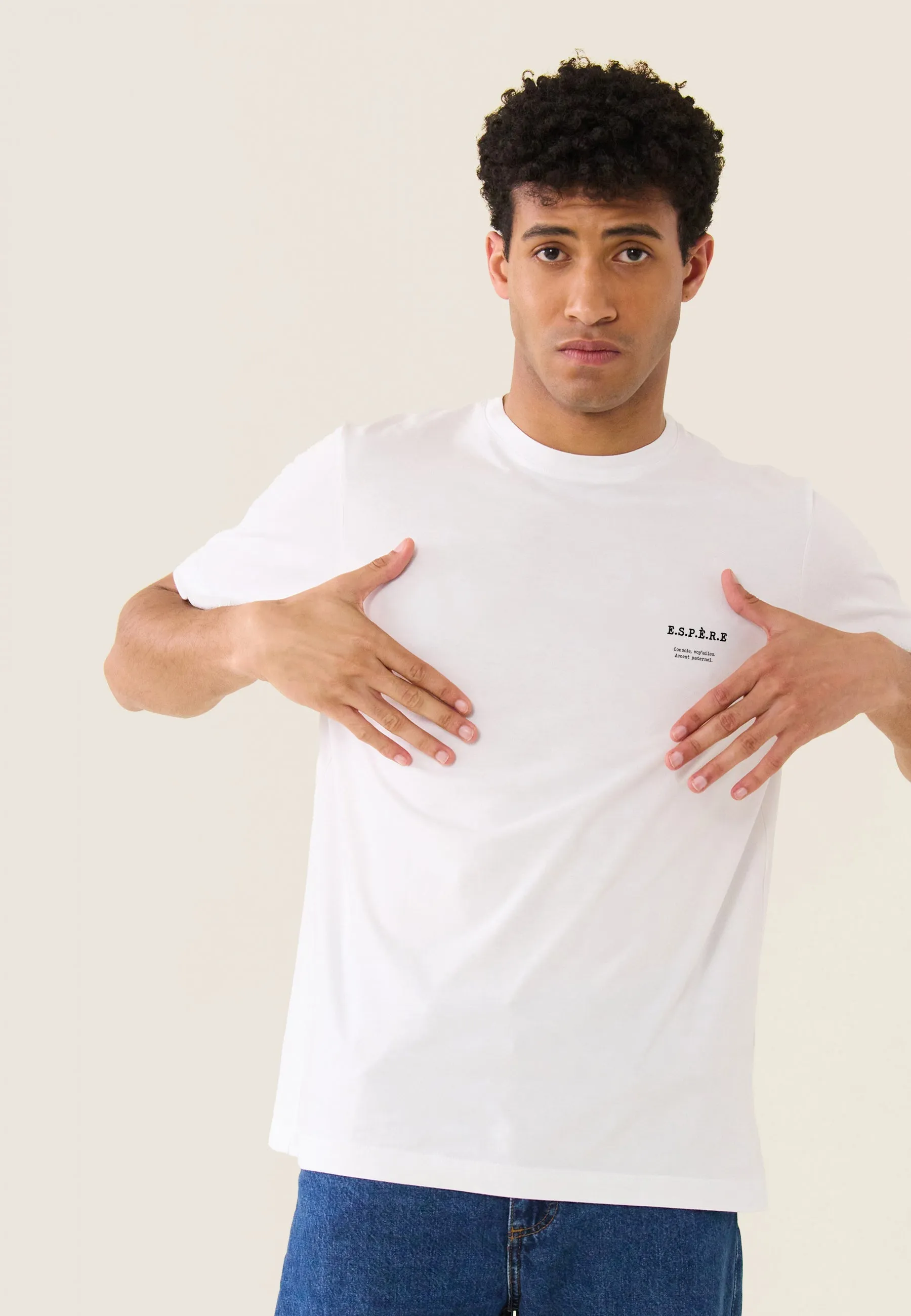 Jean-P Blanc Espère - T-Shirt Mixte Col Rond En Coton