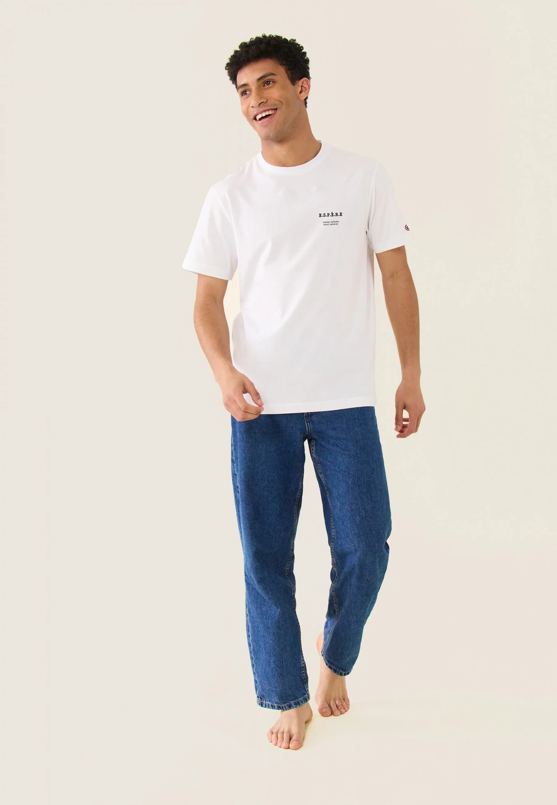 Jean-P Blanc Espère - T-Shirt Mixte Col Rond En Coton