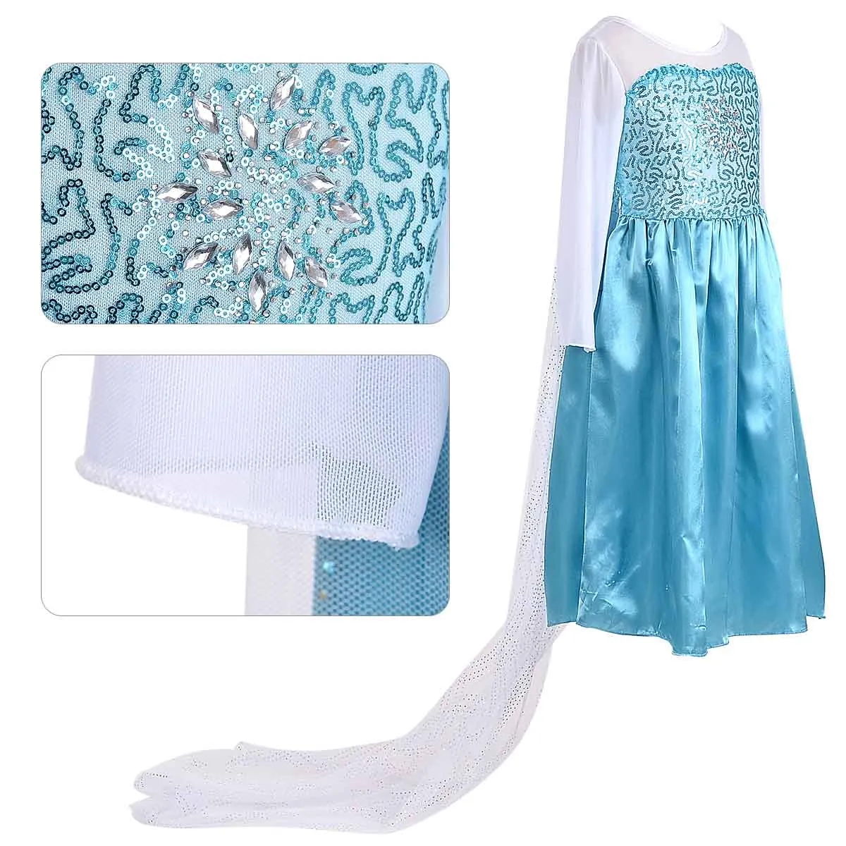 KAWELL Elsa Little Princess Girl's Fancy-Dress Costume with Accessories