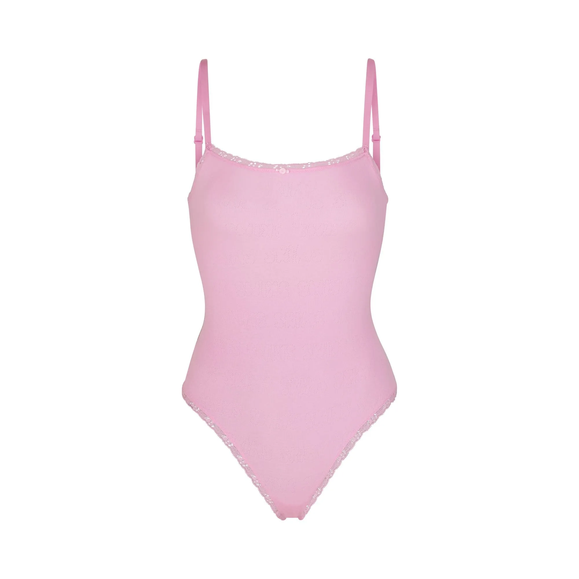 LACE POINTELLE CAMI BODYSUIT | BUBBLE GUM