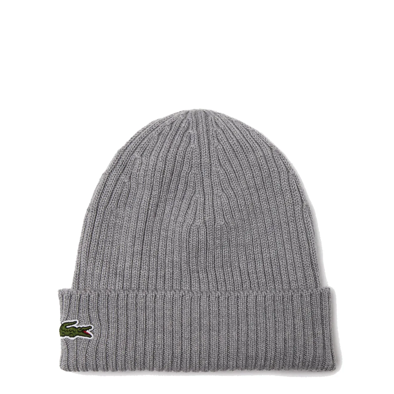 Lacoste Rib Knit Brushed Wool Beanie Heather Agate