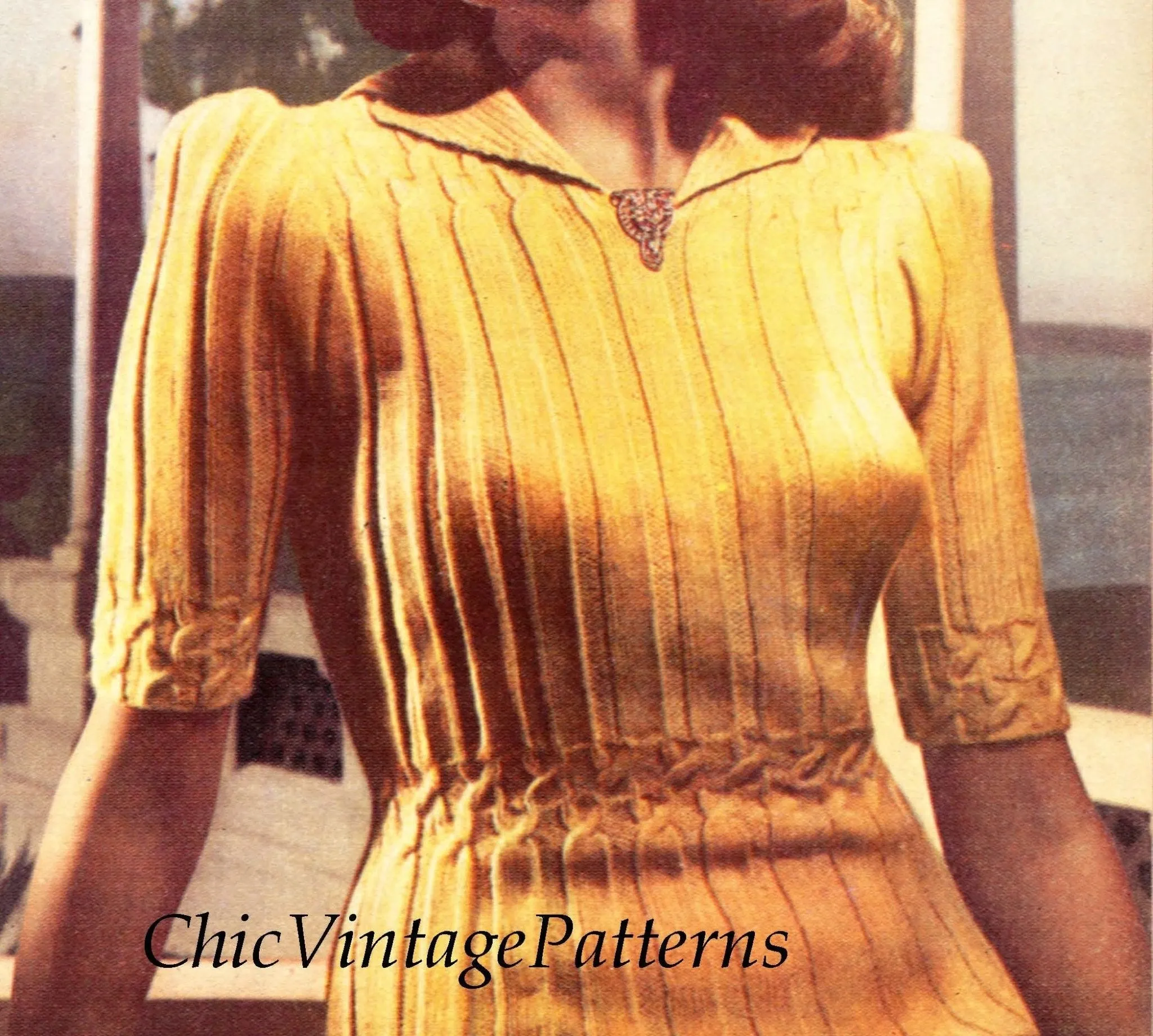 Ladies Knitted Sweater Pattern, Vintage 1945, Very Stylish, Digital Download
